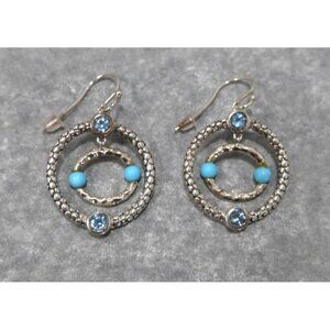 MICHAEL DAWKINS 925 silver earrings with turquois & blue topaz 11.82g NEVER WORN